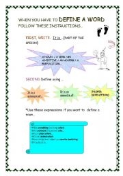 English Worksheet: HOW TO DEFINE A WORD