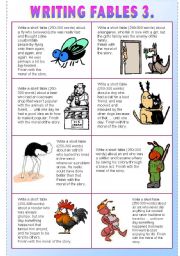 English Worksheet: Writing Fables 3. (+Acting Out Scenes, Role Playing) 