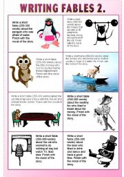 English Worksheet: Writing Fables 2. (+Acting Out Scenes)