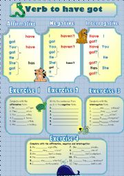 English Worksheet: Verb to Have got (animals)