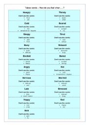 English Worksheet: taboo words game -  feelings