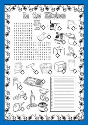 English Worksheet: In the kitchen