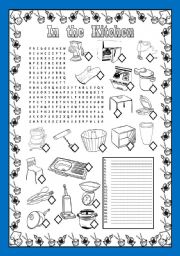 English Worksheet: In the kitchen