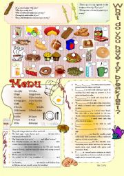 English Worksheet: WHAT DO YOU HAVE FOR BREAKFAST?