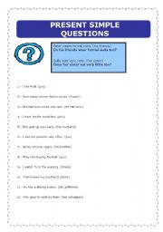 English worksheet: Present Simple (Questions)