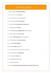 English worksheet: questions