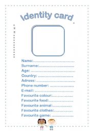 English Worksheet: Identity card