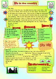 English Worksheet: CITY / COUNTRY LIFE - WRITING/SPEAKING