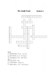 English worksheet: Half A Crossword... McJunk Food