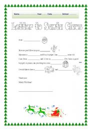 English Worksheet: Letter to Santa Claus