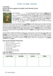 English Worksheet: Vincent Van Gogh (5 / 5 / 09)