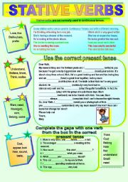 English Worksheet: STATIVE VERBS