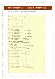 Present  Simple - Present continuous (test)