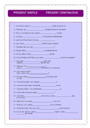 English Worksheet: Present Simple - Present Continuous
