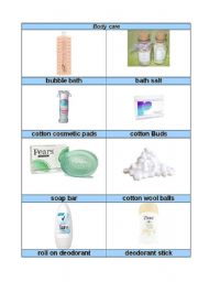 English Worksheet: everyday household objects part 1 (bodycare)