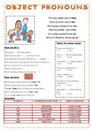 English Worksheet: object pronouns