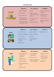 English Worksheet: Mingling activity! (Had to / didnt have to / wasnt allowed to) & (Must / dont have to / mustnt) & (Will have to / wont have to / wont be allowed to) + OCCUPATIONS!