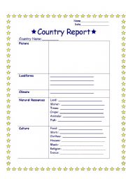 English Worksheet: Country Report