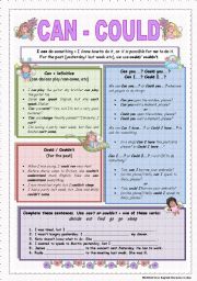 English Worksheet: Can / Could