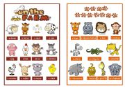 English Worksheet: Animal pictionary booklet - On the farm & Wild animals - 2/4