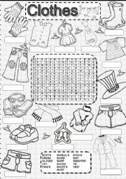 English Worksheet: Wordsearch CLOTHES