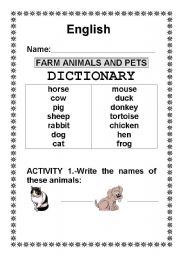 English Worksheet: FARM ANIMALS