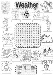 English Worksheet: Wordsearch WEATHER