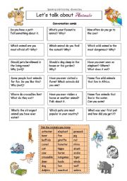 English Worksheet: Lets talk about ANIMALS