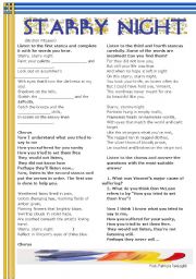 English Worksheet: VINCENT (VAN GOGH): SONG by Don McLean (9 / 5 / 09)