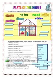 English Worksheet: Parts of the house (10.05.09)