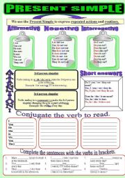 English Worksheet: Present Simple - coloured version