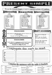 English Worksheet: Present Simple - black  &  white version