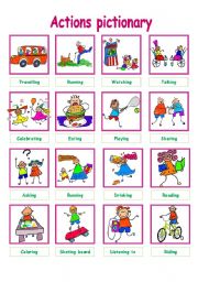 English Worksheet: CUTE ACTIONS PICTIONARY! 