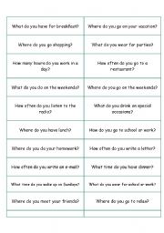 English Worksheet: Conversation Questions - Asking about routine