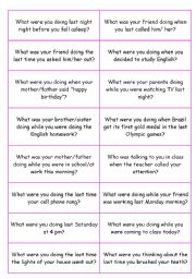 Conversation Questions - Past Continuous - ESL worksheet by luoliveira