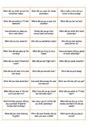 English Worksheet: Conversation Questions - Simple Past activities