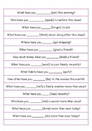 Conversation Questions - Present Perfect