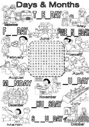 Wordsearch DAYS & MONTHS