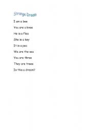 English Worksheet: Poem to practise verb to be