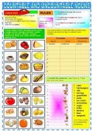 English Worksheet: COUNTABLE AND UNCOUNTABLE NOUNS