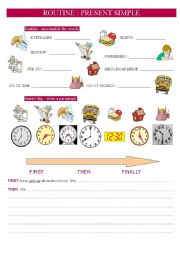 English Worksheet: ROUTINE: present simple