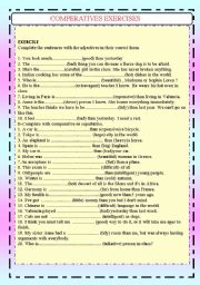 Comperative forms of adjectives test and gap-filling