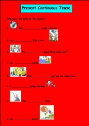 English worksheet: Present Continuous Tense