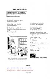 English Worksheet: Writing Exercise - How to link sentences! Conjunctions, connectors and more