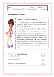 English Worksheet: DAILY ROUTINE - 1st  Part ( 2 pages)