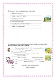 English Worksheet: DAILY ROUTINE -  2nd PART 
