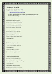 English Worksheet: Lady Madonna   (advanced version)