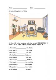 English Worksheet: The Prepositions of Place