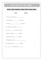 English Worksheet: Days of the week