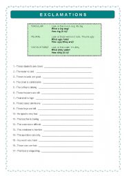English Worksheet: Exclamations